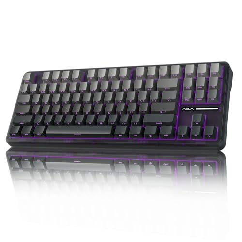 AULA F87 Pro Wireless Mechanical Keyboard,Tri-Mode BT5.0/2.4GHz/USB-C Hot Swappable Custom Keyboard,Pre-lubed Switches,Side Printed PBT Keycaps,75% TKL RGB Backlit Gaming Keyboards - color: F87Pro-Black