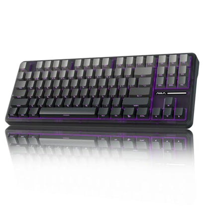 AULA F87 Pro Wireless Mechanical Keyboard,Tri-Mode BT5.0/2.4GHz/USB-C Hot Swappable Custom Keyboard,Pre-lubed Switches,Side Printed PBT Keycaps,75% TKL RGB Backlit Gaming Keyboards - color: F87Pro-Black
