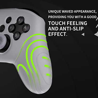 playvital Samurai Edition Ergonomic Silicone Skin Protective Case for Nintendo Switch Pro, Soft Anti-Slip Controller Grip Protector for Nintendo Switch Pro with Thumb Grips - Clear White - color: Clear White