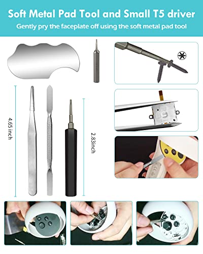 OLCLSS Joystick Replacement Kit for Oculus Quest 2 Controller, Repair Accessories for Meta Quest 3 Controller, Include 2 Joysticks, T5 Screwdriver, Tweezer, Pry Tool, 4 Thumbstick Grips - color: Black-11-in-1