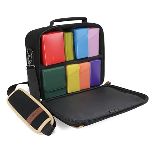 ENHANCE Designer Edition Compact MTG Bag Compatible with Magic the Gathering, Lorcana & more - Small Trading Card Bag with Customizable Interior & Shoulder Strap for Deck Boxes, Dice (Black) - color: Black, size: Small