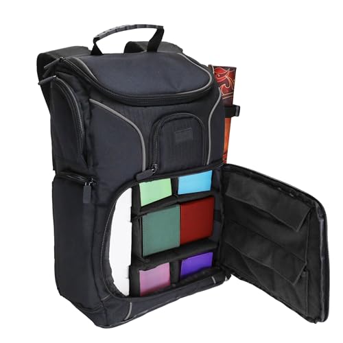 USA Gear MTG Backpack Compatible with Magic the Gathering Deck, Yu-Gi-Oh, MTG Decks & more - TCG Backpack MTG Bag with Shoulder Straps, Customizable Dividers, TCG Playmat Holder, Binder Space (Black) - color: Black