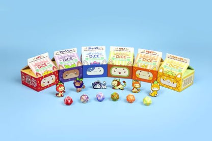 1985 Games Pineapple Kawaii Cat Dice Set – Milk Carton-Inspired Dice for DND | TTRPGs & Tabletop Roleplaying - color: Pineapple