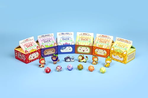 1985 Games Kiwi Kawaii Cat Dice Set – Milk Carton-Inspired Dice for DND | TTRPGs & Tabletop Roleplaying - color: Kiwi