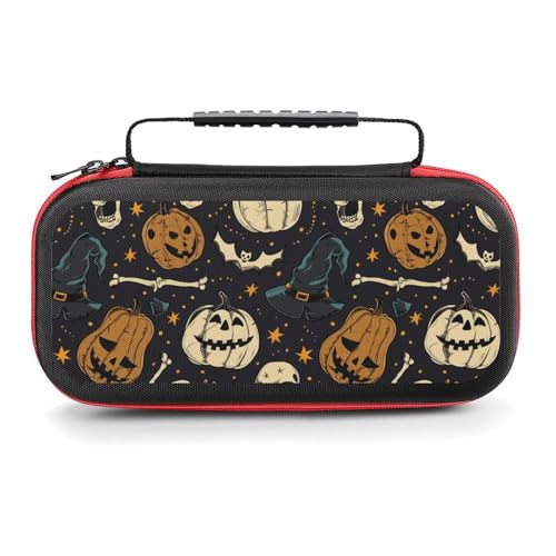AoHanan Switch Carrying Case Halloween with Pumpkins Skull Travel Protection Storage Case for Console & Accessories - Hard Shell, 20 Games Cartridges - color: Halloween with Pumpkins Skull
