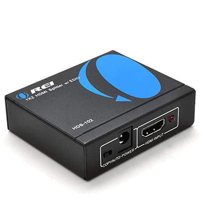 OREI HDMI Splitter 1 in 2 out - Ultra HD 4K @ 30Hz, HDCP, 3D & Full HD 1080P Support for Xbox, PS4, Blu-ray, HDTV - Adapter Included | OREI HDMI Splitter 1 in 2 out - UltraHD 4K@30Hz, HDCP, 3D & Full HD 1080P Support for Xbox, PS4, Blu-ray - Adapter Inclu