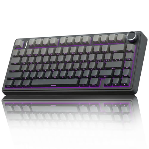 AULA F75 Pro Wireless Mechanical Keyboard,75% Hot Swappable Custom Keyboard with Knob,RGB Backlit,Pre-lubed Reaper Switches,Side Printed PBT Keycaps,2.4GHz/USB-C/BT5.0 Mechanical Gaming Keyboards - color: F75 Pro-Black