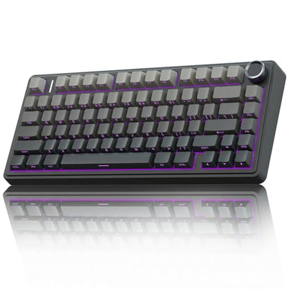 AULA F75 Pro Wireless Mechanical Keyboard,75% Hot Swappable Custom Keyboard with Knob,RGB Backlit,Pre-lubed Reaper Switches,Side Printed PBT Keycaps,2.4GHz/USB-C/BT5.0 Mechanical Gaming Keyboards - color: F75 Pro-Black