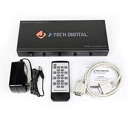 J-Tech Digital 4K 30Hz 4x4 HDMI Matrix Switch Switcher with HDCP 3D & Deep Color HDMI 1.4 Ultra HD Control4 Driver Available - size: 4K30 4x4 HDMI Matrix