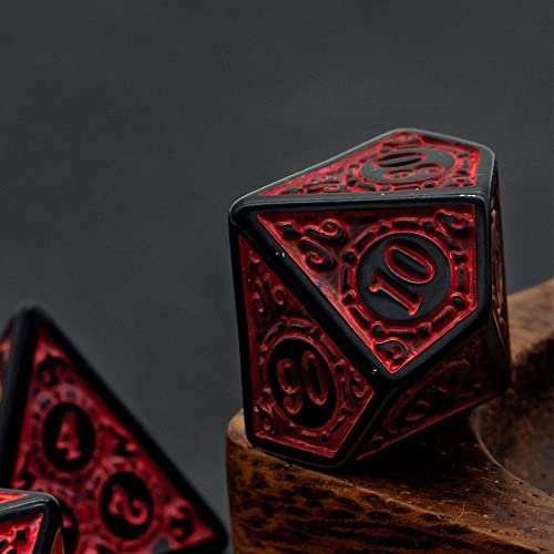 DND Dice Set-D&D Polyhedral Dice (7 Pcs) with Leather Dice Bag for Dungeons and Dragons Role Playing Dice Games RPGs (Red with Black Edge) - color: Dice- Red With Black Edge
