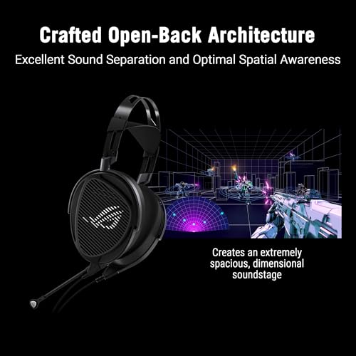 ASUS ROG Kithara Gaming/Audiophile Open-Back Wired Headphones with Mic – ROG-Tuned HIFIMAN Planar Magnetic Drivers, Adjustable Headband, Extra Ear Pads, Compatible with DACs, Amps, PC, Console, Mobile