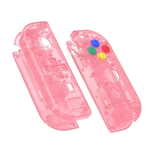 eXtremeRate Cherry Pink Joycon Handheld Controller Housing (D-Pad Version) with Colorful Buttons, DIY Replacement Shell Case for Nintendo Switch & Switch OLED Joy-Con – Console Shell NOT Included - color: Cherry Pink