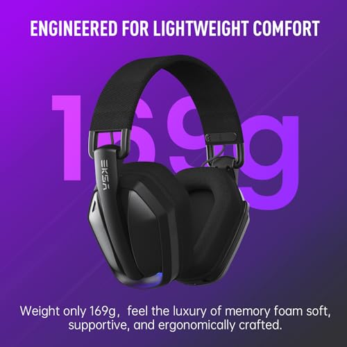 EKSA 2.4GHz Wireless Gaming Headset for PS5/PS4, PC, Switch, Mac, Bluetooth 5.4 Gaming Headphones with Noise Cancelling Microphone, 169g Ultralight, RGB, Type-C, 35H Battery, Wired Computer Headphones