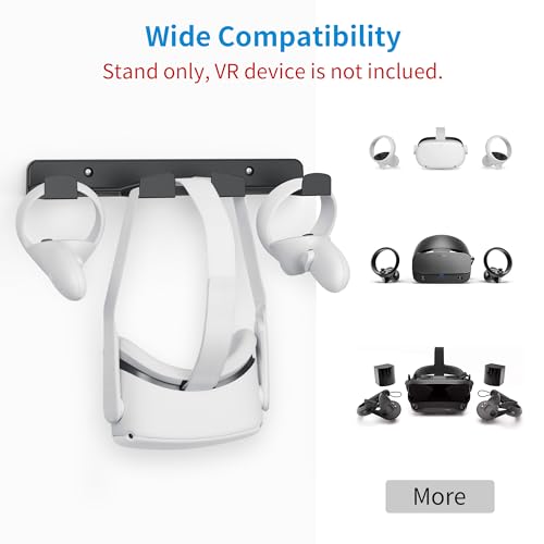 SOKUSIN VR Wall Mount - Storage Stand Holder Hook for Meta/Oculus Quest 2/3/Quest/Rift/Rift S/PSVR 2/Valve Index/HTC Vive/HP Reverb G2/PlayStation VR Headsets, Gaming Controller Hanger Space Saving - color: Black