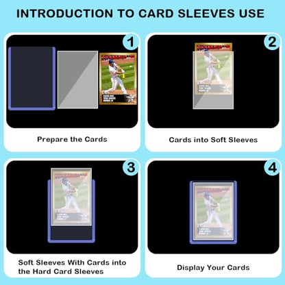 200 55pt Card Sleeves Hard Plastic (100 Hard Sleeves+100 Soft Sleeves) | Clear open-top transparent design, shields cards from scratches, suitable for Standard Trading, Baseball, Sport, Game Cards - size: 55PT 100 Hard & 100 Soft Sleeves