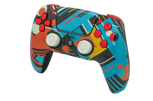 Custom Controllerzz Custom Wireless Controller Compatible with PS5 - Multiple Designs Available (Abstract Fusion & Red Chrome) - color: Abstract Fusion & Red Chrome