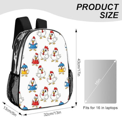 Waterproof Large Clear Beach Backpack Holds Towels Water Bottles | Padded Adjustable Shoulder Strap, Chicken Cute Hens, Stadium Approved Bookbag for College Men Women Festival - color: Pattern (838)