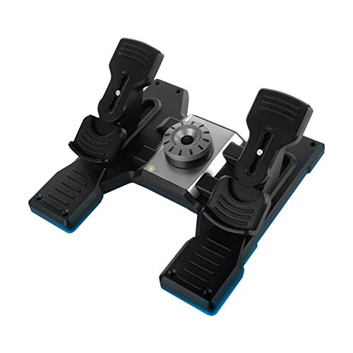 Logitech G Pro Flight Rudder Pedals | Self-centering mechanism, differential toe brakes, adjustable tension dial, part metal, PC compatible