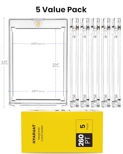 260pt One Touch Card Holder - 5 Pack Super Thick Magnetic Card Holders for Trading Cards, Clear - size: 260PT - 5 Pack