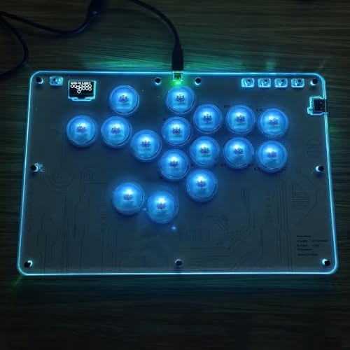 Arcade Stick 16Keys All-Button Gamerfinger with Turbo Functions & Custom RGB,Arcade Controller Street Fight for PC/PS3/PS4/Switch/Steam Game Keyboard-Supports Hot Swap & SOCD