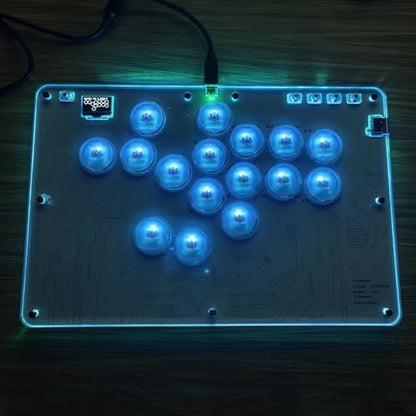 Arcade Stick 16Keys All-Button Gamerfinger with Turbo Functions & Custom RGB,Arcade Controller Street Fight for PC/PS3/PS4/Switch/Steam Game Keyboard-Supports Hot Swap & SOCD