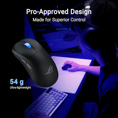 ASUS ROG Keris II Ace Wireless Gaming Mouse – Right-Handed Ergonomic, 54g, Tri-Mode Connectivity, 42K DPI, up to 107Hr Battery, PC/Mac Support - Black - color: Black, style: Keris II Ace