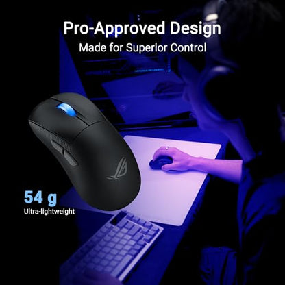 ASUS ROG Keris II Ace Wireless Gaming Mouse – Right-Handed Ergonomic, 54g, Tri-Mode Connectivity, 42K DPI, up to 107Hr Battery, PC/Mac Support - Black - color: Black, style: Keris II Ace