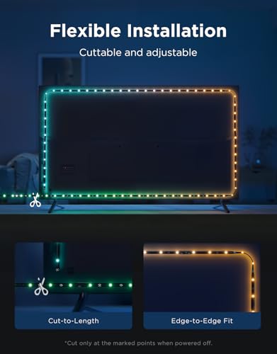 Govee TV LED Backlight 2, 18.4ft Cuttable TV Lights for 32-86 Inch TVs | RGBWIC LED Strips Lights for Monitors, Support 210+ Scene Modes & Music Sync，Smart APP and Voice Control, Easy Intall - size: 18.4FT for 32''-86'' TV