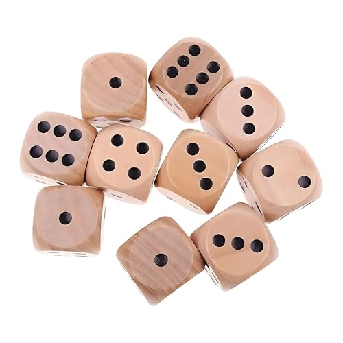 10Pcs Wooden D6 Dice Set, 20mm Round Corner, 6 Sided Gaming Dice for Adults Standard Game Dice