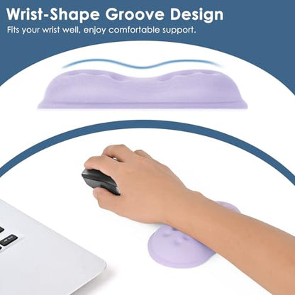 VANKEY Mouse Wrist Rest, Soft Mouse Wrist Support Pad with Memory Foam, Non-Slip Base (Periwinkle Color) - color: Periwinkle