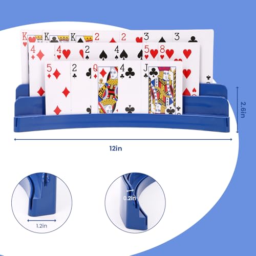 Three-Layer Design Playing Cards Holders，Playing Card Holder for Kids Adults Hands Free Card Holder for Family Card Game Nights Poker Parties - color: Blue-black(4pack)