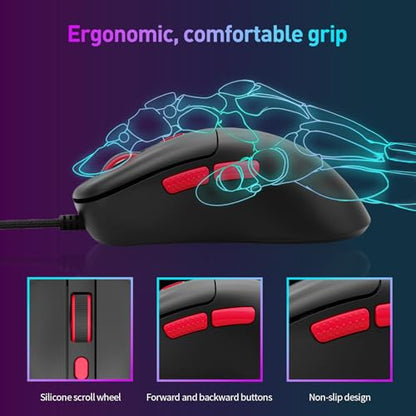 E-YOOSO Computer Mouse Wired, Gaming Mouse 10000 DPI, 1000HZ, Superlight Mouse Ergonomic Work Wired Mouse for Laptop and PC/Mac - Black - color: Wired Black Mouse