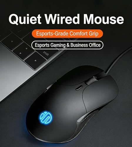 DGMINMU B1/2 Wired Gaming Mouse, Silent Click Ergonomic Mouse with 7200 DPI Adjustable, RGB Backlit, 6 Programmable Buttons, Braided Cable for PC, Mac, Laptop, Gaming & Office Use (B2-B) - color: B1/2-B