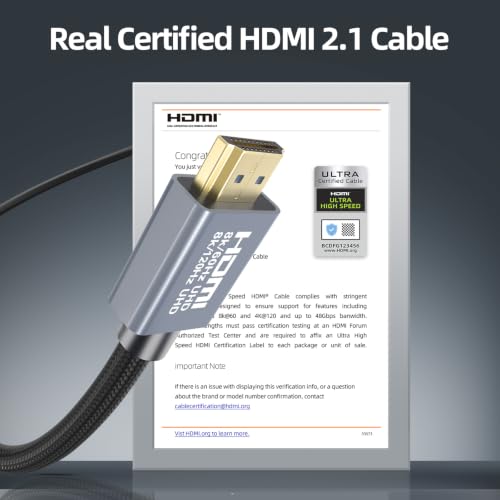 8K HDMI 2.1 Cable 1.5FT (20-Pack), Certified 48Gbps Ultra High Speed HDMI Cable, 10K 8K@60Hz, 4K@120Hz, HDCP 2.2&2.3 eARC HDR 10 Dolby DTS:X, Compatible with PS5/Blu-ray/HDTV/Roku TV/Switch 2/Mac mini - size: 1.5FT, style: 20-Pack