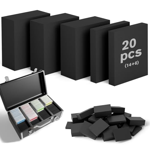 Trading Card Dividers, 20-Pack High-Density EVA Foam for Card Storage Boxes | 14 x 1.5-Inch and 6 x 0.5-Inch Blocks Flexibly Fill Storage Boxes Sized for Graded Slabs and Top Loaders