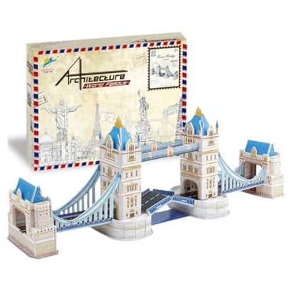 Architecture World Famous of 3D Puzzle.Build Your Own Collection of 17 Global Landmarks (Notre Dame, Colosseum) - Educational DIY Model Kit for Kids & Adults. (Tower Bridge) - color: Tower Bridge