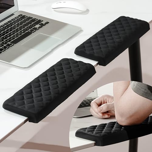 MEKASS L-Shaped Desk Elbow Pad for Desk, Memory Foam Elbow Support Padding with Non-Slip, Ergonomic Desk Edge Cushion, Wrist Comfort Support for Office Home 2 Pcs (Diamond Black) - color: Diamond Black, size: 11.8in × 4in