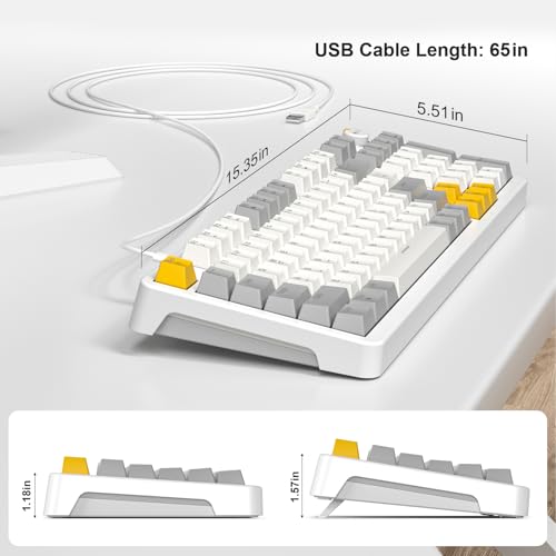 GEEZER AK96 Mechanical Gaming Keyboard, Pre-Lubed Red Switches, 96 Keys Full Size with LED Colorful Backlit, Clicky Creamy Sound, USB Wired Computer Keyboard with Volume Knob for PC, Mac, Windows