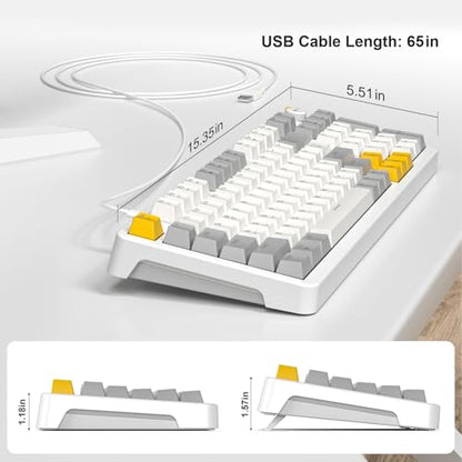 GEEZER AK96 Mechanical Gaming Keyboard, Pre-Lubed Red Switches, 96 Keys Full Size with LED Colorful Backlit, Clicky Creamy Sound, USB Wired Computer Keyboard with Volume Knob for PC, Mac, Windows