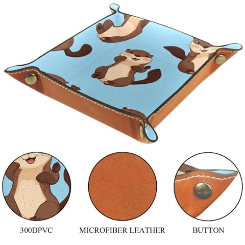 Dice Trays Otters Holder Storage Box for Dice Games Like RPG DND, Leather Dice Holder Portable Folding Rolling Dice Tray, 16x16cm - color: Multi 10