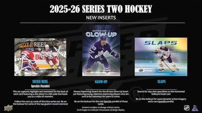 2025 2026 Upper Deck Hockey Series 2 Sealed 48 Card Blaster Box Containing an OPC Glossy Card and an Exclusive Green Dazzler Card Plus Chance for Matthew Schaefer Young Guns Rookie Card and More