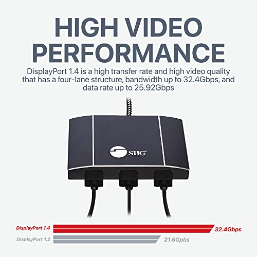 SIIG USB-C Dual HDMI MST Hub, Dual 4K60, CE-DP0Q11-S1 | Run two 4K60Hz HDMI displays from one USB-C port; MST enables extended desktops on Windows and ChromeOS, not macOS. - size: DisplayPort 1.4 to, style: 3x HDMI