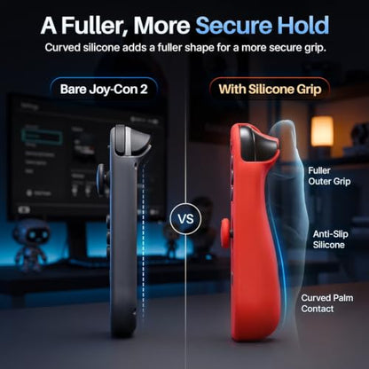 TNP JoyCon Cover for Nintendo Switch 2, Silicone Controller Case, Red | 2-Piece Anti-Slip Skin Set for Left and Right Joy-Con 2 Controllers with Matching Thumb Grip Caps; Controllers Not Included - color: Red