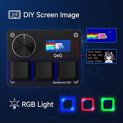 O3C Rapid Trigger Keyboard With Hall Magnetic Switch For OSU Geometry Dash | Rhythm Games,with Knob and Screen,Copy Paste,Shotcut,Macro Hotswap Mini Keypad Magnetic Linear Switches - color: Black, size: Gateron KS-20 White Switch
