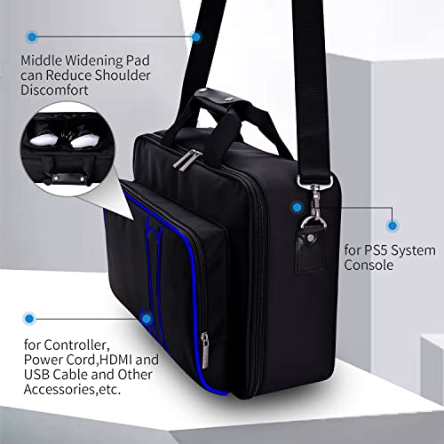 G-STORY Carrying Case,Travel Case Storage Bag Compatible with PS5 Disc and Digital Edition, Controller Skin is Included - color: Blue-Without Logo