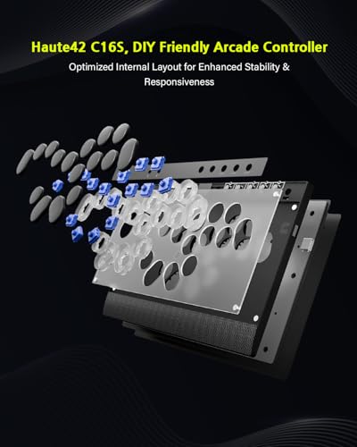 JZW-Shop Leverless Aracde Stick C16S, All-Button Arcade Controller for Switch, PC, PS4, PS3, Steam Deck, Arcade Fight Stick with Turbo & Custom RGB, Supports Hot-Swap & SOCD