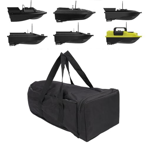 Asixxsix RC Bait Boat Storage Bag, 1000D Oxford RC Boat Remote Control Fishing Boat Cover Bag, 60 x 30 x 20cm, 24 x 12 x 8inch, Suitable for Most Bait Boats, Double Zipper - color: Black
