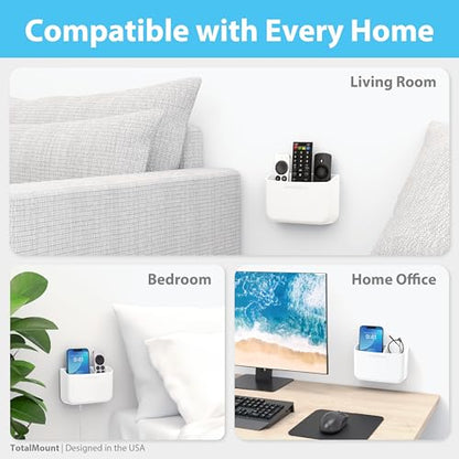 TotalMount Drop-Free Remote Holder – Removable Adhesive Strips – L White | Designed in the USA – Simply Put the Remotes In – No Tricky Magnet Alignment Needed (Holds 2 or 3 Remote Controls) - color: Standard White