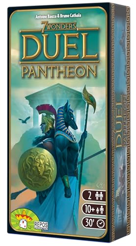Asmodee 7 Wonders Duel Pantheon Board Game Expansion - Intense Two-Player Battles in the Ancient World, Strategy Game for Kids and Adults, Ages 10+, 2 Players, 30 Minute Playtime - style: Ancient Mediterranean Civilization, Intense, Immersive, Vibrant