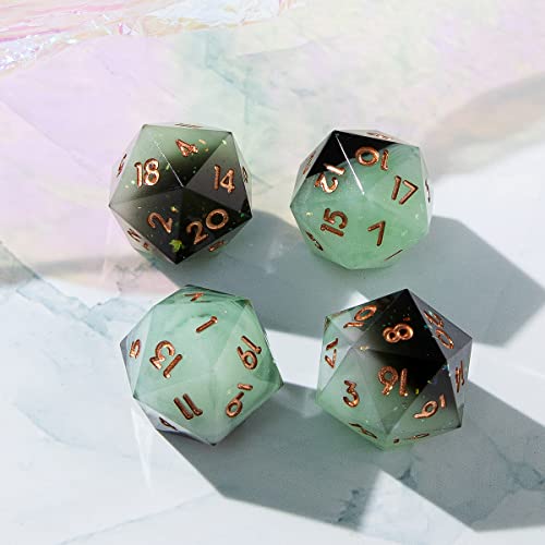 Single D20 Dice - 22mm, 20 Sided D&D Dice for Dungeons and Dragons, DND Dice with Resin Sharp Edge, Handmade Polyhedral for RPG, Roleplaying Games MTG Table Games(Gradual Green) - color: D20-gradual Green
